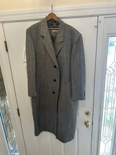 VINTAGE USA BROOKS BROTHERS Wool/Tweed Herringbone Overcoat~Size 44R~Trenchcoat picture
