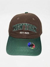 Mens Adjustable New York Embroidered Cap Brown/Green One Size picture
