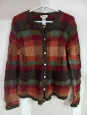 TALBOTS Womens Hand Knit Mohair Acrylic Womens Vtg Button Cardigan Casual Sz M picture
