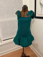 Anthropologie Green Bow Shoulder Bubble Hem Mini Dress Size L NWT (2281) picture
