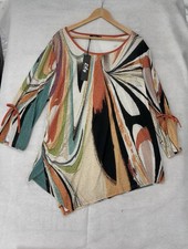 LILY BY FIRMIANA Asymmetrical Tunic Top 2XL Marble Pattern Tie 3/4 Sleeves NWT picture
