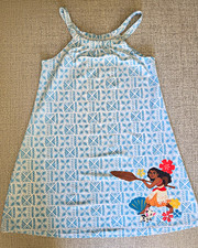 Disney Store Swim Girls 7/8 Blue White Sleeveless Swim Cover Moana Pua Graphic picture