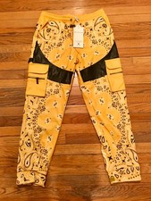 Guapi Pants Mens 36 Yellow Paisley Bandana Cargo Streetwear Limited Edition picture
