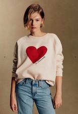 Sézane La Chamade Women’s Sweatshirt French Style Heart Graphic Knit Rare Paris picture