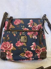 Authentic Dooney & Bourke Cabbage Rose Crossbody Bag - Navy & Pink Floral picture