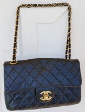 CHANEL Classic Double Flap Gold Hardware Shoulder Bag Jumbo Black Leather picture