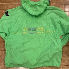 Vintage 80s Jimmyz Lime Green Oversized Nylon Windbreaker Hooded Jacket F picture