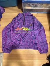 RARE VTG Surf Style Interplanetary Body Gear 1/4in Zip up Jacket Purple Pattern picture