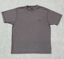 Stussy Shirt Mens Medium Gray Lazy Tee Reverse Print Inside Out Seams JAPAN picture
