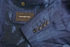Ermenegildo Zegna Milano Current Blue Plaid Sport Coat Jacket Sz 38S picture