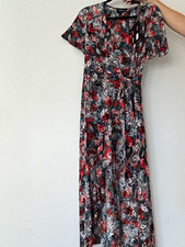 The Kooples Multicolor Paisley Flower V-Neck Short Sleeve Pleated Maxi S picture