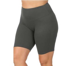 Zenana Women's Wide Waistband Biker Shorts Plus Size picture