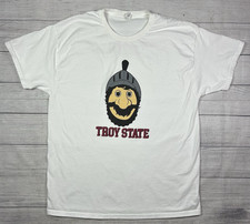 Vintage Troy State University Trojans T Shirt Size XL White Mascot T Roy picture