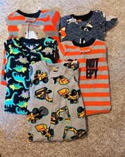 Simple Joys by Carter's 9-12M Fleece 5pc Pajama Set Lot Dino/Construction picture