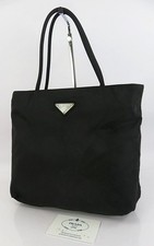 Authentic PRADA Black Nylon Tote Bag Purse #64894 picture