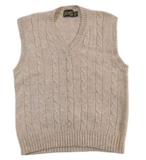 Vtg 80's Sears Sportswesr Wool Blend Mens Sweater Vest Sz Lg V-Neck Cable Knit picture