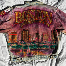 Tony Alamo of Nashville 1987 BOSTON Rhinestone Denim Jacket Vintage Unworn L picture