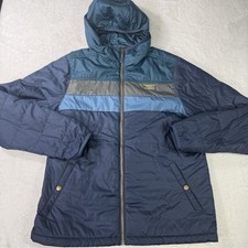 L.L. Bean Men's Mountain Classic Puffer Jacket Large Navy Colorblock Hiking picture
