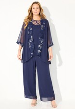 Catherines Women's Plus Size Lavish Lace 3-Piece Pant Set picture
