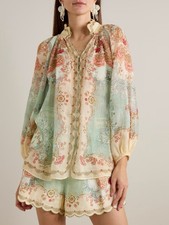 Zimmermann Daylight scalloped printed ramie blouse $ 675 Size 1 About US Size 6 picture