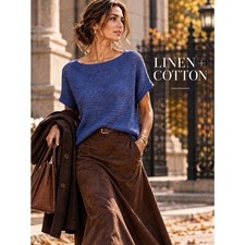 Lauren Ralph Lauren Blue Linen Cotton Open Knit Sweater Top XL NWT Lightweight picture