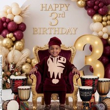 Velvet Embroidered Nigerian Agbada Set, Baby Boy 1st Birthday Outfit picture