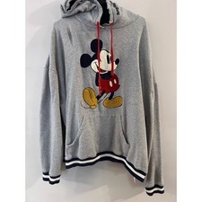 Disney Hoodie Women XXL Gray Mickey Mouse Chenille Patch EUC picture