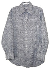 VTG 60s Brills Colony Shop Men's LG Paisley Tapestry Dress Shirt EUC Blue & Wht picture