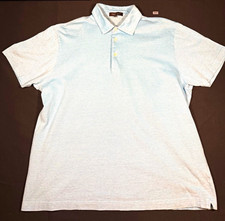 Canali Men's 52 Blue Solid Short Sleeve Collared Polo Shirt Button Placket picture