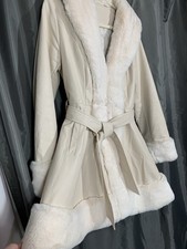 Warm Women's Elegant PU Leather Jacket Winter Coat, Faux Fur Trim Outwear Large picture