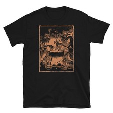 Three Witches Around Cauldron Unisex T-Shirt Size S-4XL picture