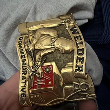 Vintage 1981 Baron Buckles Welder Belt Buckle Solid Brass 1st Ed 344/2500 picture
