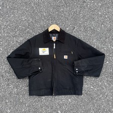 Vintage Carhartt J01 BLK Blanket Lined Black Detroit Jacket Mens Size Large picture