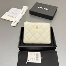 Chanel AP3999 Cream White Quilted Caviar Leather Zip Wallet Gold CC 11.5cm picture