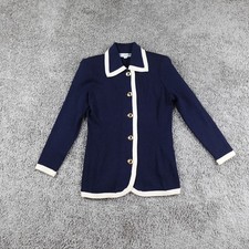 St John Evening Blue Coat Dress Size 4 Golden Crystal Domed Buttons Exquisite picture