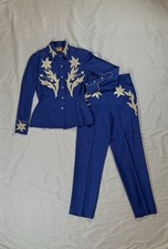 Excellent Vintage Rare Western Cowboy Cowgirl Authentic 1950s Suit Blue Floral picture