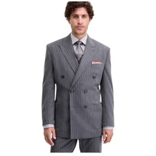 $360 Tayion Collection Men's Classic Fit Pinstripe Suit Jacket 44 S zau1726b picture