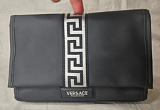 Versace Fragrances Institutional Pouch For Men Black Silver Toiletry Travel Bag picture