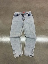 Vintage Bonjour Acid Wash High Rise Tapered Jeans with Ankle Snaps picture