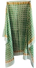 Green Checkered Handblock Printed Cotton Beach Coverup Pareo Sarong for Women picture