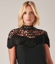 SALE $2,000 STATEMENT ANNE FONTAINE FRANCE Black SILK  BLOUSE top SZ  40-42 picture