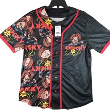 Hybrid Apparel Chucky Baseball Jersey Men Medium Black Red Good Guys Horror NWT picture