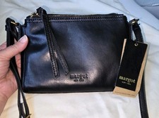 MARGOT New York Purse Jules Black Leather Crossbody Bag Double Zip Snap NWT picture