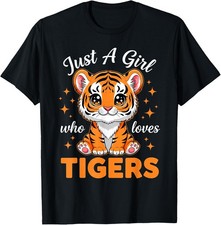 Just A Girl Who Loves Tigers Cute Tiger Animals Graphic T-Shirt Women's Black picture