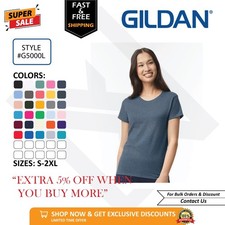 Gildan 5000L Women's Heavy Cotton T-Shirt Crew Neck Ladies Classic Feminine Tee picture