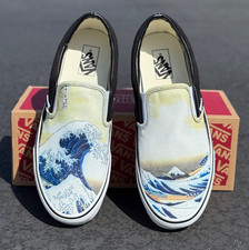 The Great Wave on Black Vans Slip On Shoes Custom picture