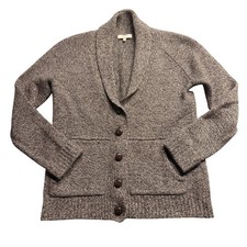 Madewell 100% Merino Wool Shawl Collar Cardigan Sweater Marled Grey Womens M picture