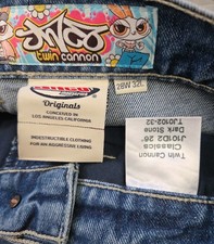 JNCO Jinco Los Angeles W101 Twin Cannon Wide Leg Dark Womens Jeans 28 X 32 New picture