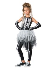 Girls Halloween Skeleton Costume Size L 10-12 Kids Ghostly Skeleton Costume picture