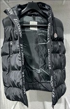 MNCL Mens Black Down Puffer Vest Hooded Quilted Gilet Luxury Jacket Size M picture
